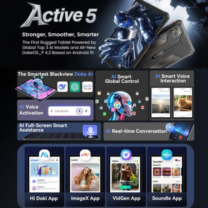Blackview Active 5 Tablet durci 4G, 8 Go + 128 Go, 8,68 pouces Android 14 Unisoc UMS9230E T615 Octa Core, version globale avec Google Play, Active 5