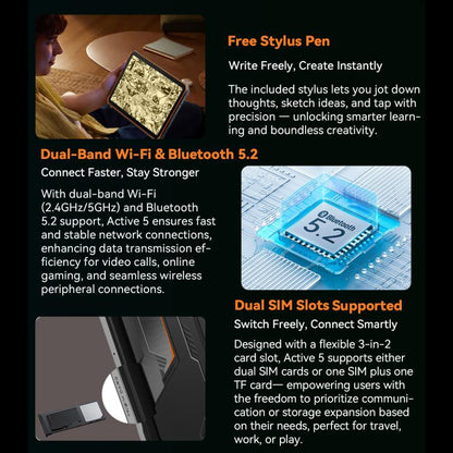 Blackview Active 5 4G Rugged Tablet, 8GB+128GB, 8.68 inch Android 14 Unisoc UMS9230E T615 Octa Core, Global Version with Google Play, Active 5