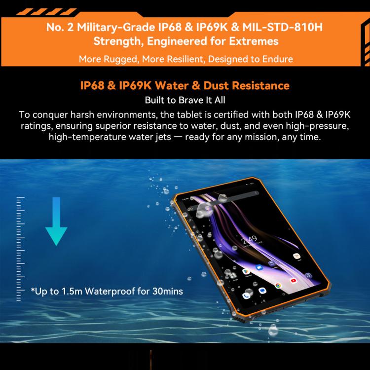 Blackview Active 5 Tablet durci 4G, 8 Go + 128 Go, 8,68 pouces Android 14 Unisoc UMS9230E T615 Octa Core, version globale avec Google Play, Active 5