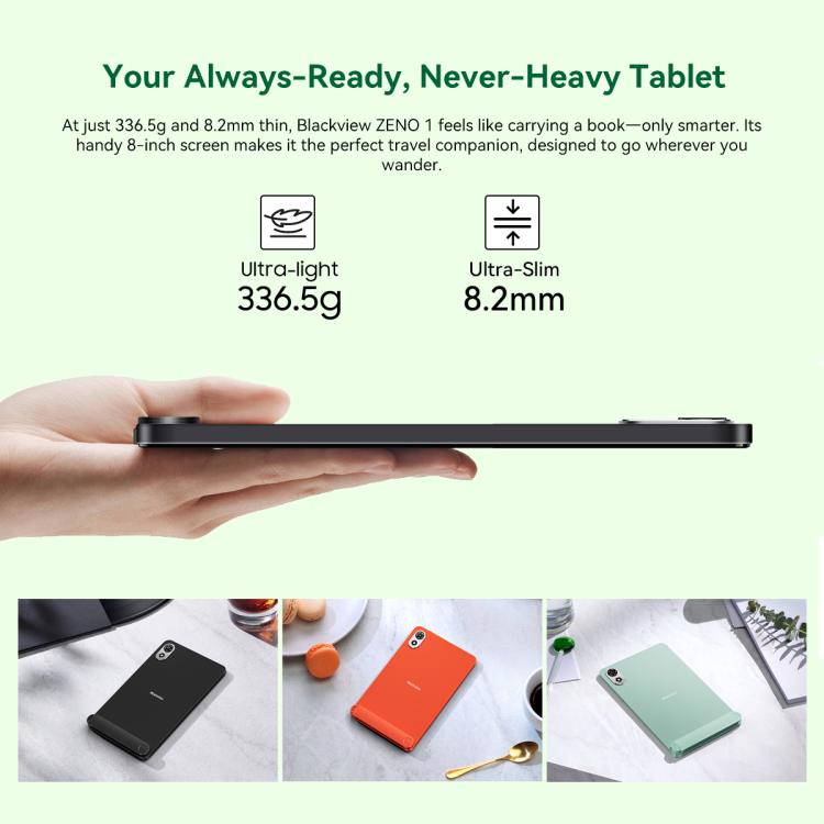 Blackview ZENO 1 Tablet PC, 6GB+256GB, 8 inch Android 15 Unisoc Tiger T615 Octa Core, Network: 4G, Global Version with Google Play, 6GB+256GB