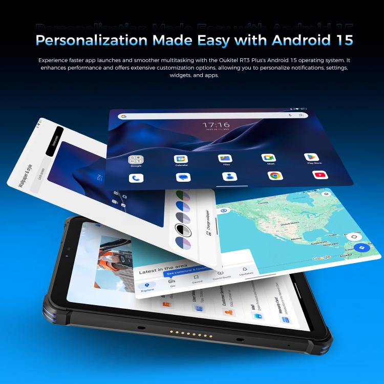 OUKITEL RT3 Plus 4G Network IP68/IP69K Rugged Tablet, 4GB+128GB, 8.0 inch Android 15 MediaTek G81 Octa-Core Support Dual SIM, EU Plug, RT3 Plus 4GB+128GB