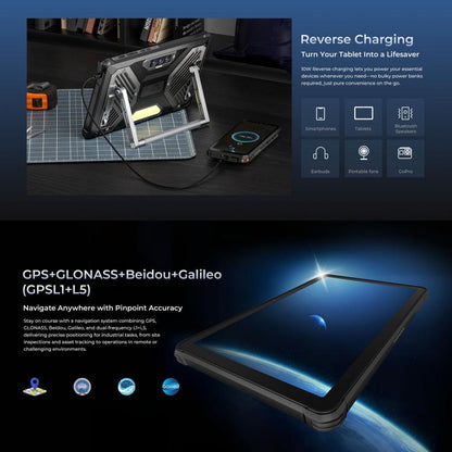 OUKITEL RT10 5G Network IP68/IP69K Rugged Tablet, 12GB+512GB, 11 inch Android 15 MTK Dimensity 7400X Support Dual SIM, EU Plug, RT10 12GB+512GB