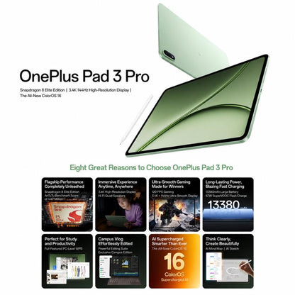 OnePlus Pad 3 Pro 13.2 inch WiFi Tablet PC, 12GB+256GB ColorOS 16 Qualcomm Snapdragon 8 Elite Gen5 CPU, US Plug, 12GB+256GB