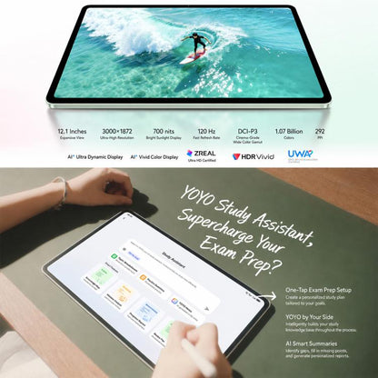 Honor Pad 20 Soft Light Edition WiFi Tablet PC, 12.1 inch 12GB+256GB MagicOS 10 Qualcomm Snapdragon 7 Gen3 Octa Core, US Plug, Soft Light Ed. 12GB+256GB