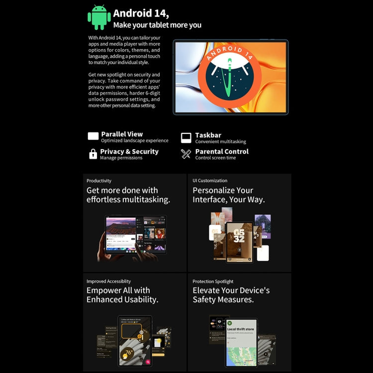 Teclast T70 4G LTE Tablet PC, 8GB+256GB, 14 inch Android 14 MediaTek Helio G99 Octa Core, Support Dual SIM, T70