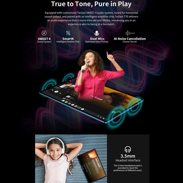Teclast T70 4G LTE Tablet PC, 8GB+256GB, 14 inch Android 14 MediaTek Helio G99 Octa Core, Support Dual SIM, T70 8GB+256GB