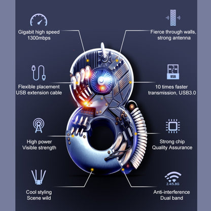 COMFAST CF-WU785AC 1300Mbps Dual-band Wifi USB Network Adapter with 4 Antennas, CF-WU785AC