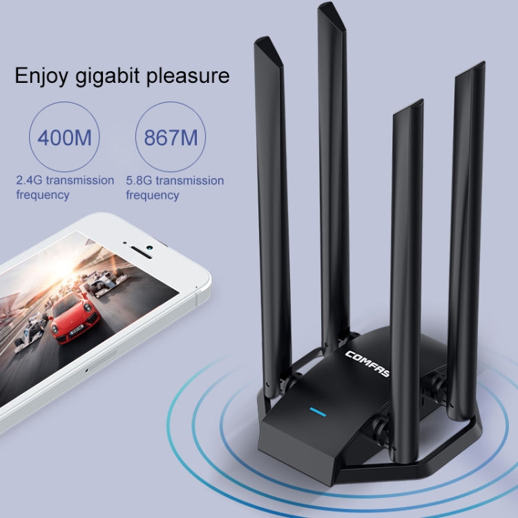 COMFAST CF-WU785AC 1300Mbps Dual-band Wifi USB Network Adapter with 4 Antennas, CF-WU785AC