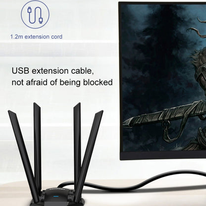 COMFAST CF-WU785AC 1300Mbps Dual-band Wifi USB Network Adapter with 4 Antennas, CF-WU785AC