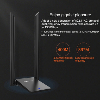 COMFAST CF-WU782ACV2 1300Mbps Dual-band Wifi USB Network Adapter with 2 Antennas, CF-WU782ACV2