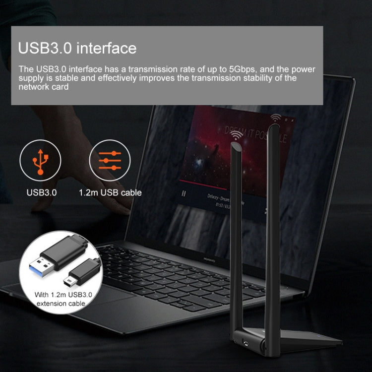 COMFAST CF-WU782ACV2 1300Mbps Dual-band Wifi USB Network Adapter with 2 Antennas, CF-WU782ACV2