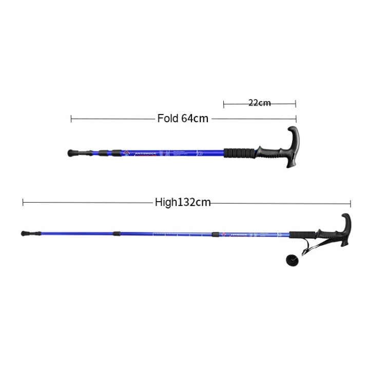 132cm Telescopic Outdoor Three-section Trekking Pole, Red#132cm, Blue#132cm, Silver#132cm, Black#132cm
