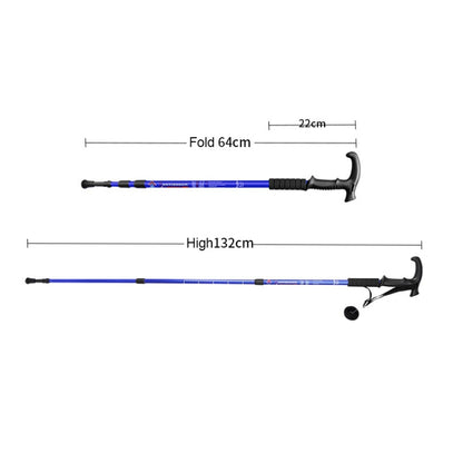 132cm Telescopic Outdoor Three-section Trekking Pole, Red#132cm, Blue#132cm, Silver#132cm, Black#132cm