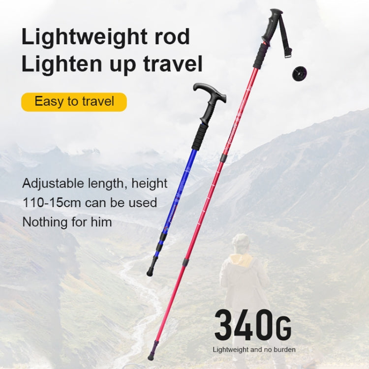 132cm Telescopic Outdoor Three-section Trekking Pole, Red#132cm, Blue#132cm, Silver#132cm, Black#132cm