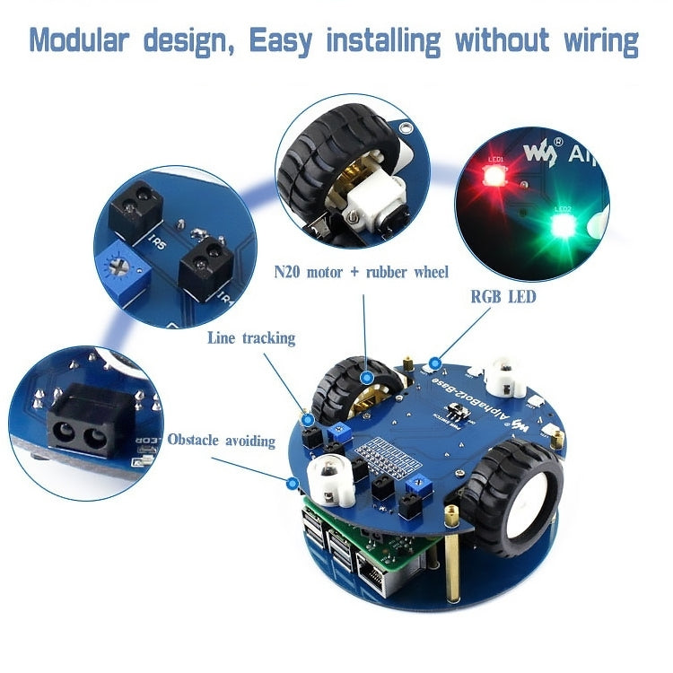 Waveshare AlphaBot2 robot building kit for Raspberry Pi 3 Model B, For Raspberry Pi 3 Model B