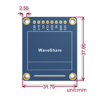 Waveshare OLED RVB de 0,95 pouce (B), interface SPI, connecteur à broches droites