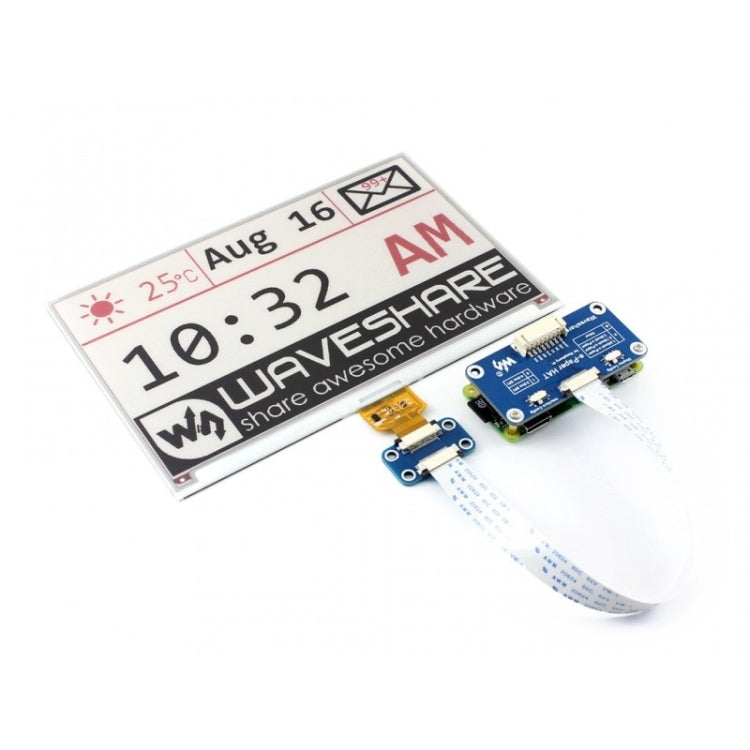 Écran E-Ink HAT 7,5 pouces 640x384 de Waveshare pour Raspberry Pi, tricolore, interface SPI