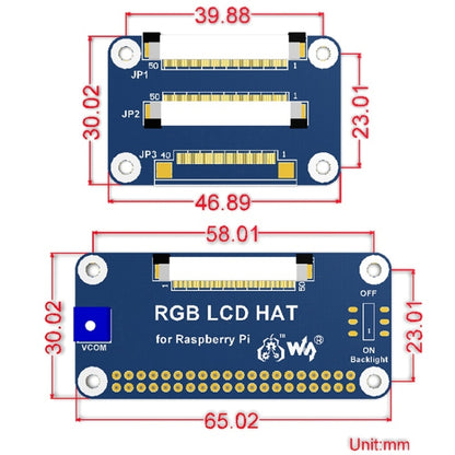 Écran Waveshare 5,0 pouces 800x480 IPS pour Raspberry Pi, interface DPI, sans tactile, 5,0 pouces sans tactile