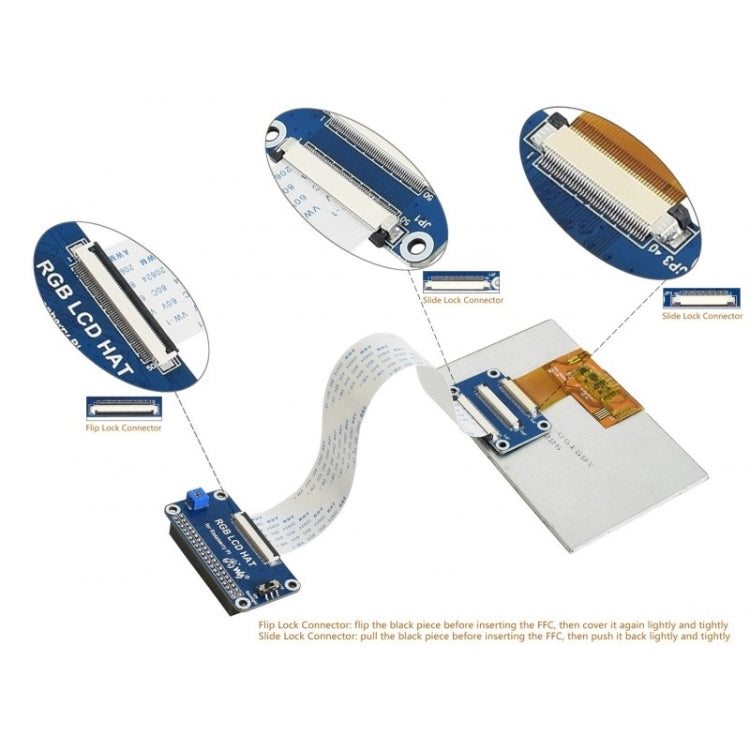 Écran Waveshare 5,0 pouces 800x480 IPS pour Raspberry Pi, interface DPI, sans tactile, 5,0 pouces sans tactile