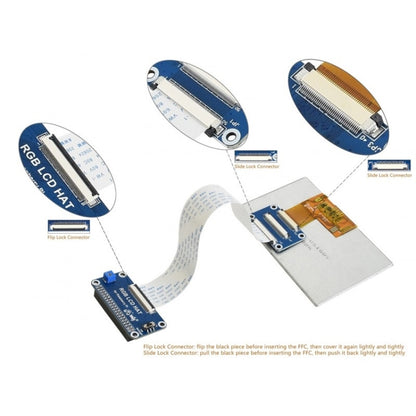 Écran Waveshare 5,0 pouces 800x480 IPS pour Raspberry Pi, interface DPI, sans tactile, 5,0 pouces sans tactile