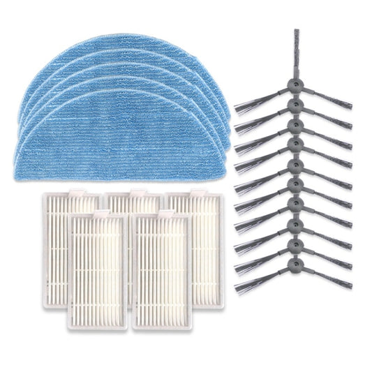 XI240 5 pares de cepillos laterales K614 + 5 filtros I208 + 5 trapos I201 para ILIFE V5S Pro / V50 / V5S, XI240