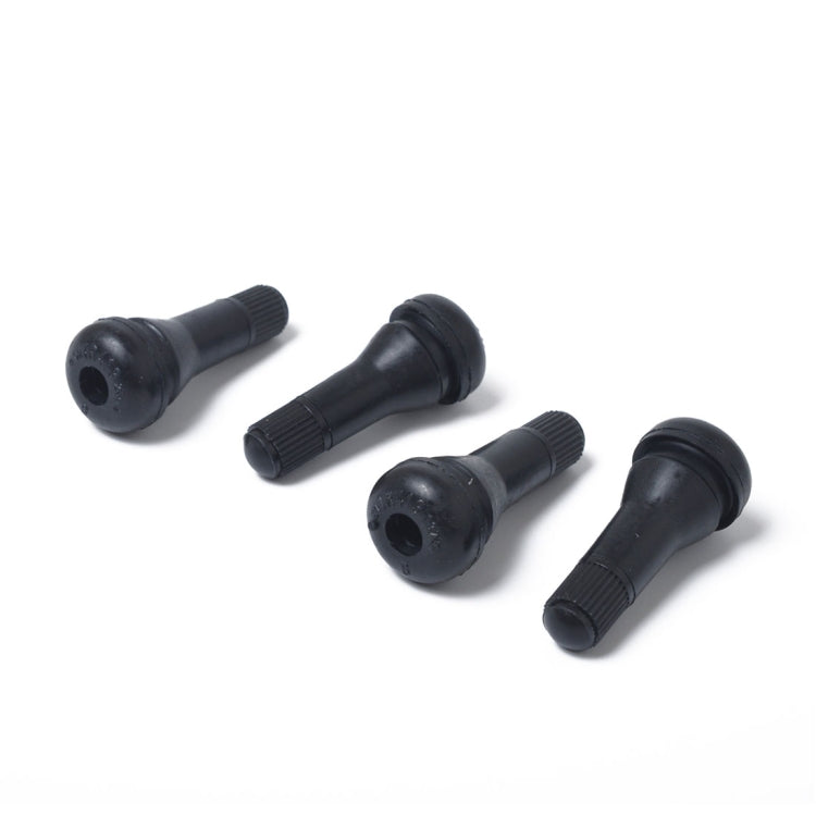 Snap-in Short Black Rubber Valve Stem (TR413) 4-Pack with Valve Core Wrench for Tubeless 0.453 Inch 11.5mm Rim Holes on Standard Vehicle Tires, TR413
