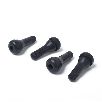 Snap-in Short Black Rubber Valve Stem (TR413) 4-Pack with Valve Core Wrench for Tubeless 0.453 Inch 11.5mm Rim Holes on Standard Vehicle Tires, TR413