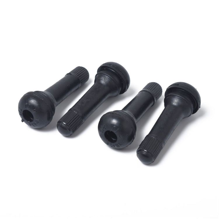 Snap-in Short Black Rubber Valve Stem (TR414) 4-Pack with Valve Core Wrench for Tubeless 0.453 Inch 11.5mm Rim Holes on Standard Vehicle Tires, TR414