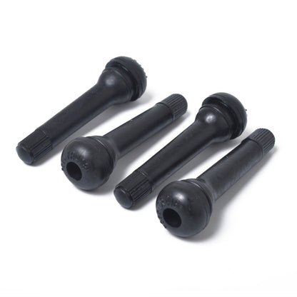 Snap-in Short Black Rubber Valve Stem (TR418) 4-Pack with Valve Core Wrench for Tubeless 0.453 Inch 11.5mm Rim Holes on Standard Vehicle Tires, TR418