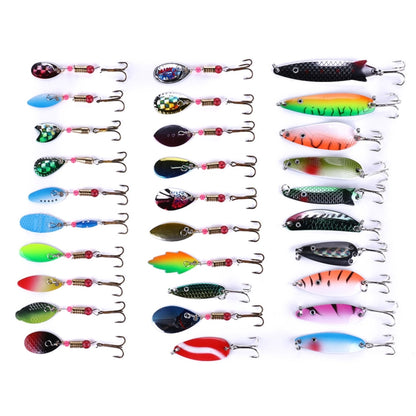 HENGJIA SPB30 30 PCS Sequin Set Metal Sequins False Bait Fresh Sea Bass Fishing Bait, Length: 2.5 to 4cm , Boxed, Boxed