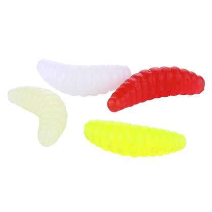 HENGJIA SO106 50 Pièces 20mm Vers d'Appât en Pain de Simulation Leurre Souple Croissant Appât Ver de Poisson à Cheval Matériel de Pêche