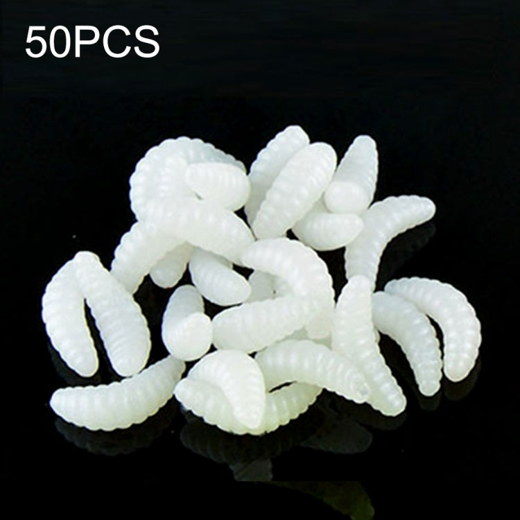 HENGJIA SO106 50 Pièces 20mm Vers d'Appât en Pain de Simulation Leurre Souple Croissant Appât Ver de Poisson à Cheval Matériel de Pêche
