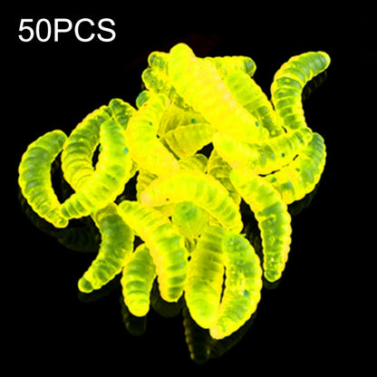 HENGJIA SO106 50 Pièces 20mm Vers d'Appât en Pain de Simulation Leurre Souple Croissant Appât Ver de Poisson à Cheval Matériel de Pêche