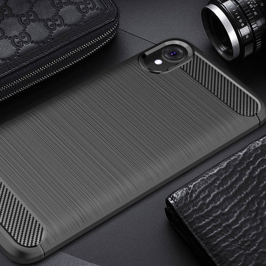 Brushed Texture Carbon Fiber Shockproof TPU Case for MOTO E6, For MOTO E6