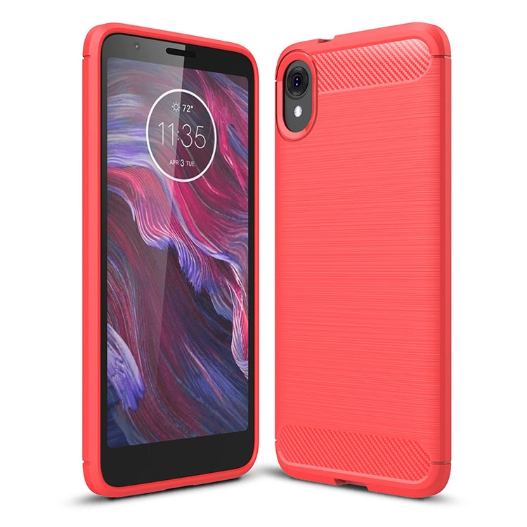 Brushed Texture Carbon Fiber Shockproof TPU Case for MOTO E6, For MOTO E6