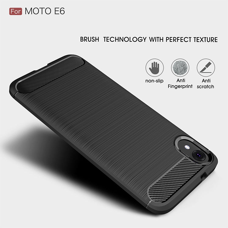 Brushed Texture Carbon Fiber Shockproof TPU Case for MOTO E6, For MOTO E6