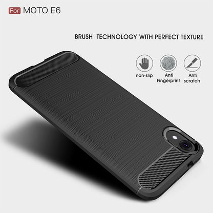 Brushed Texture Carbon Fiber Shockproof TPU Case for MOTO E6, For MOTO E6