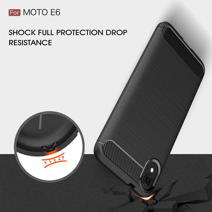 Brushed Texture Carbon Fiber Shockproof TPU Case for MOTO E6, For MOTO E6