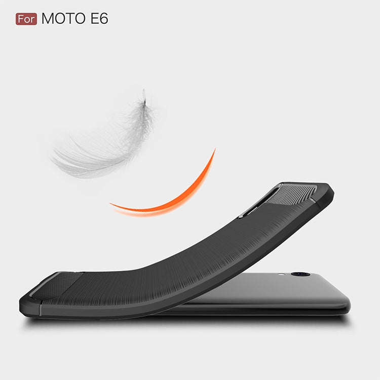 Brushed Texture Carbon Fiber Shockproof TPU Case for MOTO E6, For MOTO E6