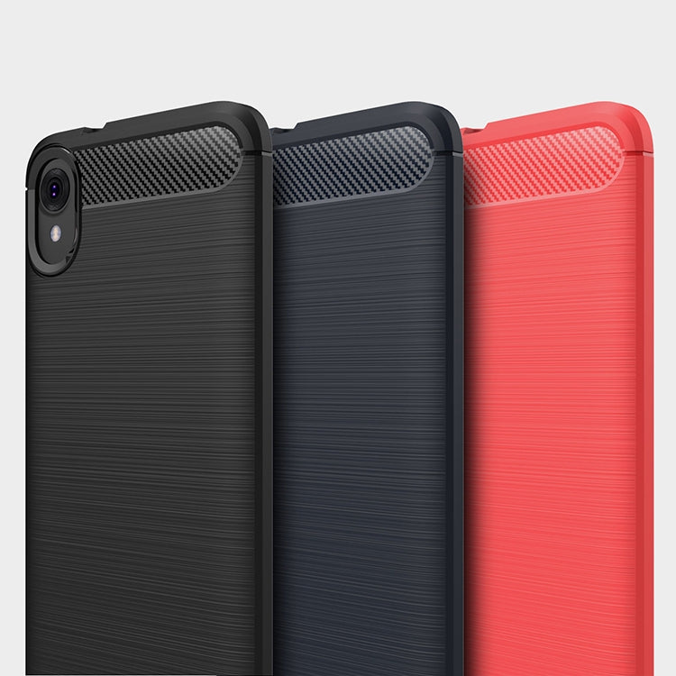 Brushed Texture Carbon Fiber Shockproof TPU Case for MOTO E6, For MOTO E6