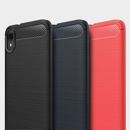 Brushed Texture Carbon Fiber Shockproof TPU Case for MOTO E6, For MOTO E6