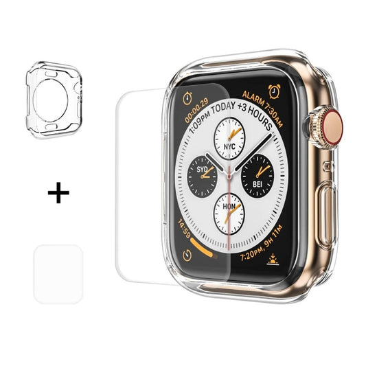 ENKAY Hat-Prince Étui semi-rigide 2-en-1 en TPU + film de protection d'écran incurvé 3D en PET à thermoformage pour Apple Watch Series 6 / 5 / 4 / SE 3 / SE 2 / SE 1 44mm, F Apple Watch Series 6 / 5 / 4 / SE 3 / SE 2 / SE 1 44mm