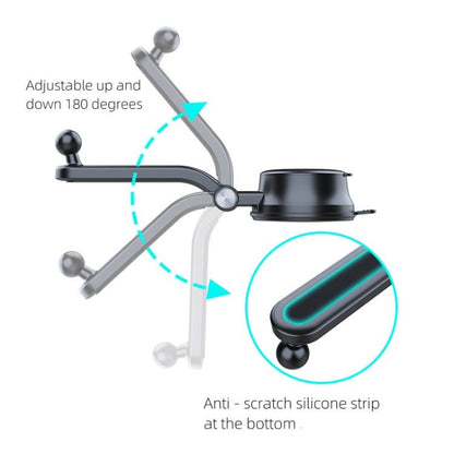 A190+X157 Car Phone Holder Dashboard Sucker Mount Stand Retractable Clamp Arm, A190+X157 - ORIWHIZ