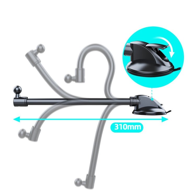 A190+X51 Car Phone Holder Dashboard Windshield Sucker Mount Bendable Long Arm Stand, A190+X51 - ORIWHIZ