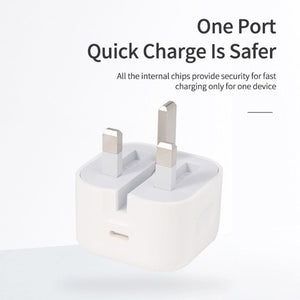 A2344 20W PD 3.0 Type - C / USB - C Folding Travel Charger + USB - C / Type - C to Type - C Fast Charging Data Cable Set, UK Plug, Length: 1m, 20W Type - C Length: 1m - ORIWHIZ