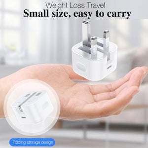 A2344 20W PD 3.0 Type - C / USB - C Folding Travel Charger + USB - C / Type - C to Type - C Fast Charging Data Cable Set, UK Plug, Length: 1m, 20W Type - C Length: 1m - ORIWHIZ