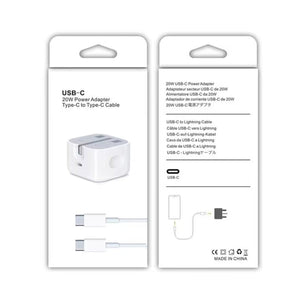 A2344 20W PD 3.0 Type - C / USB - C Folding Travel Charger + USB - C / Type - C to Type - C Fast Charging Data Cable Set, UK Plug, Length: 1m, 20W Type - C Length: 1m - ORIWHIZ