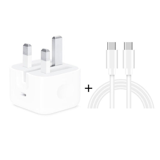 A2344 20W PD 3.0 Type - C / USB - C Folding Travel Charger + USB - C / Type - C to Type - C Fast Charging Data Cable Set, UK Plug, Length: 2m, 20W Type - C Length: 2m - ORIWHIZ