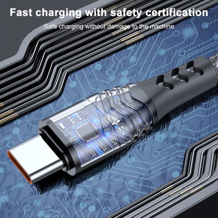 ADC - 005 6A USB to USB - C / Type - C Weave Fast Charging Data Cable, 0.5m, 3m - ORIWHIZ