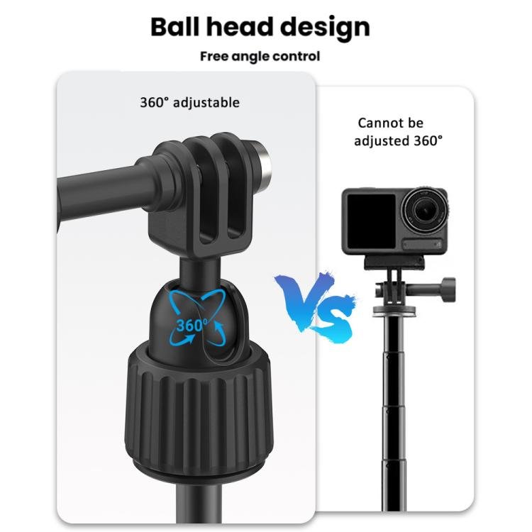 Adjustable 19 - 43cm Mini Handheld Selfie Stick Tripod with 360 - degree Rotating Ball Head for Universal Action Cameras, 2 - claw version - ORIWHIZDJI & Insta360 AccessoriesExtendable PoleUniversal Grip Tripod